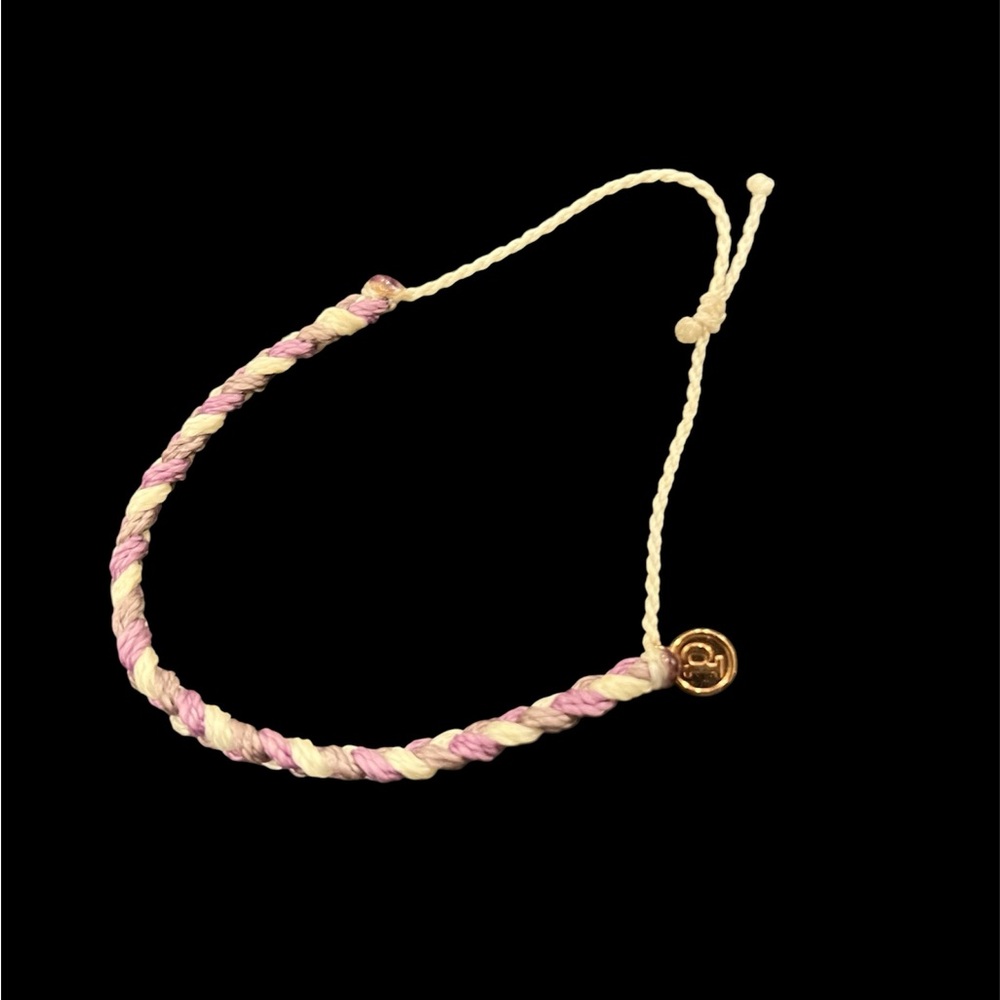 Pink and Cream Braided Bracelet